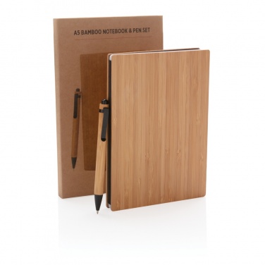 Logotrade promotional giveaways photo of: A5 Bamboo notebook & pen set