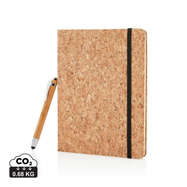 Logotrade promotional gift image of: A5 notebook with bamboo pen including stylus