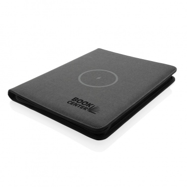 Logo trade promotional gift photo of: Air 5W wireless charging portfolio A4 w/ 5000 mAh powerbank