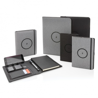 Logo trade promotional items image of: Air 5W wireless charging portfolio A4 w/ 5000 mAh powerbank