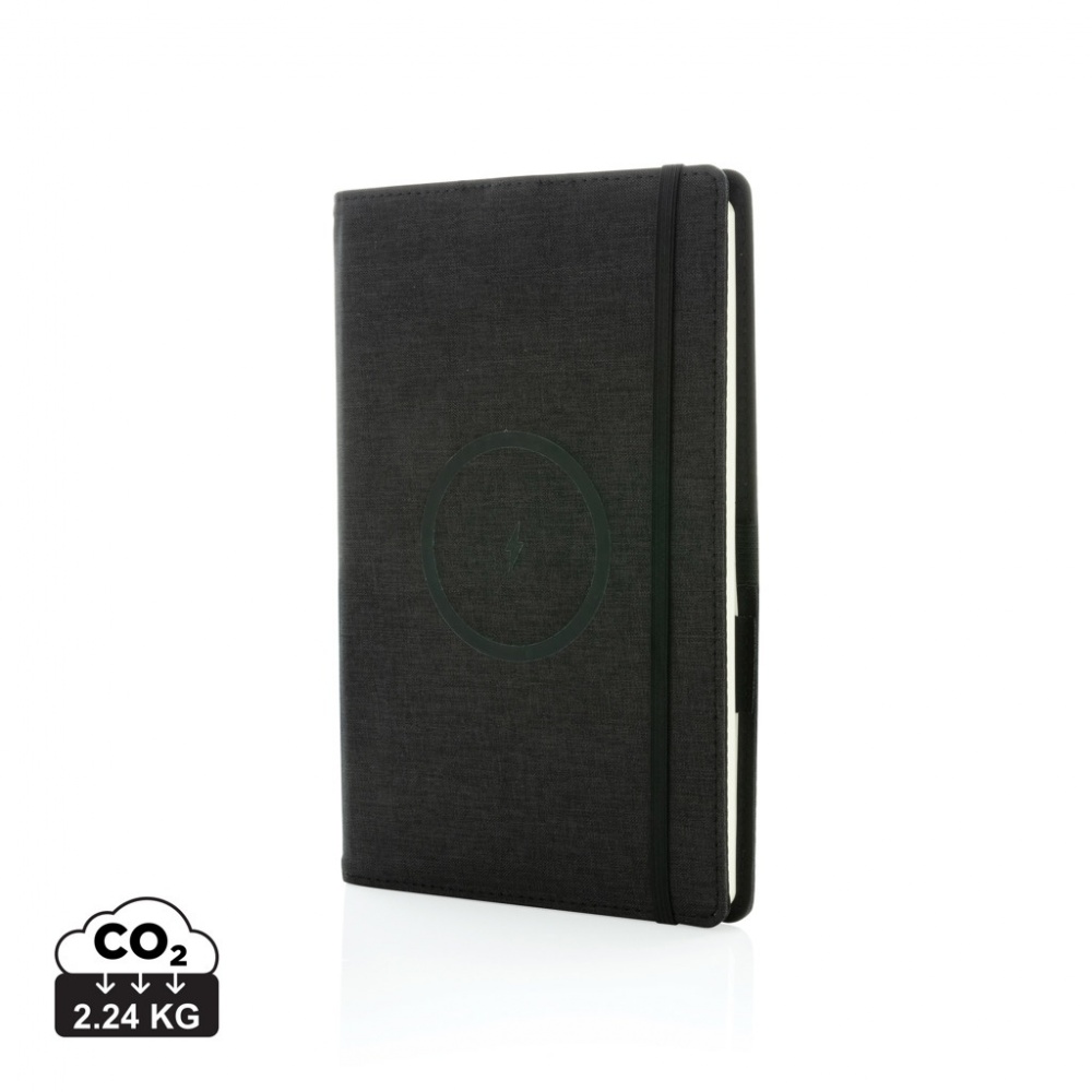 Logo trade promotional merchandise image of: Air 5W wireless charging refillable journal cover A5