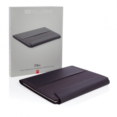 Logo trade promotional items picture of: Fiko 5W wireless charging portfolio A4 with powerbank
