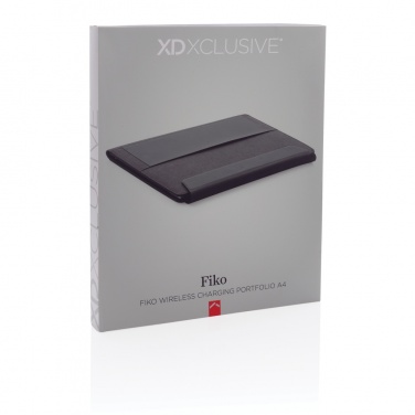 Logo trade corporate gifts image of: Fiko 5W wireless charging portfolio A4 with powerbank