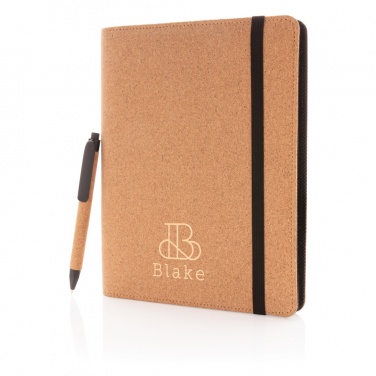 Logo trade corporate gift photo of: Deluxe cork portfolio A5 with pen