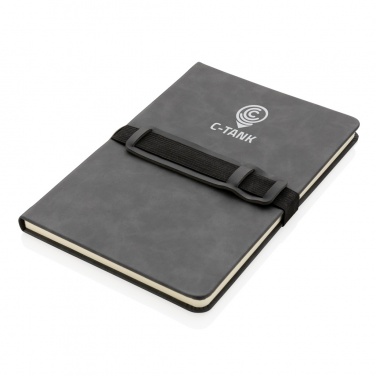 Logotrade corporate gift image of: Deluxe hardcover PU notebook A5 with phone and pen holder