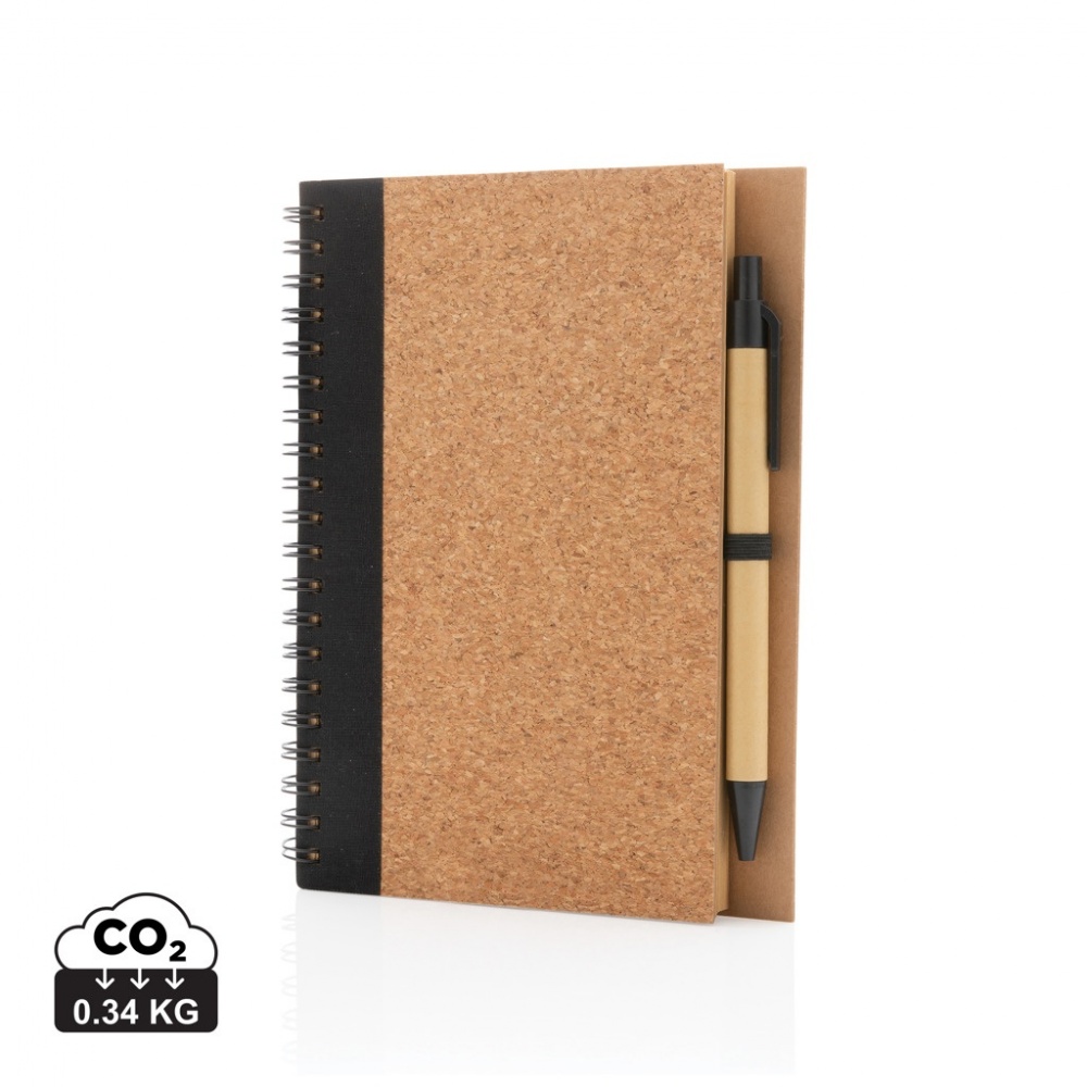 Logo trade promotional merchandise picture of: Cork spiral notebook with pen