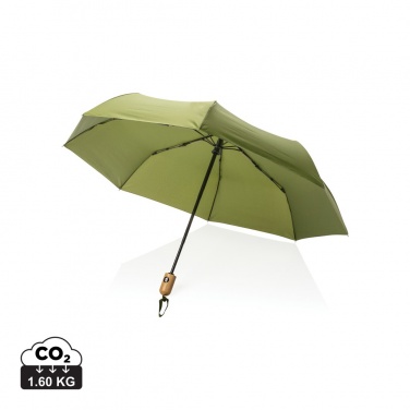 Logotrade promotional product image of: 21" Impact AWARE™ RPET 190T bamboo auto open/close umbrella