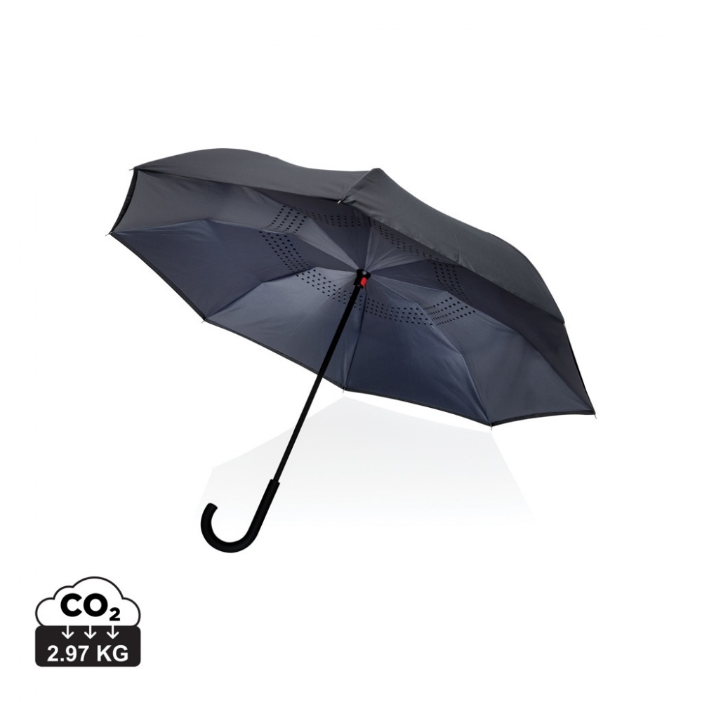 Logo trade promotional products image of: 23" Impact AWARE™ RPET 190T reversible umbrella