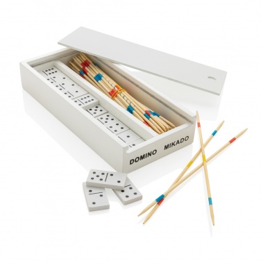 Logo trade promotional items image of: Deluxe mikado/domino in wooden box