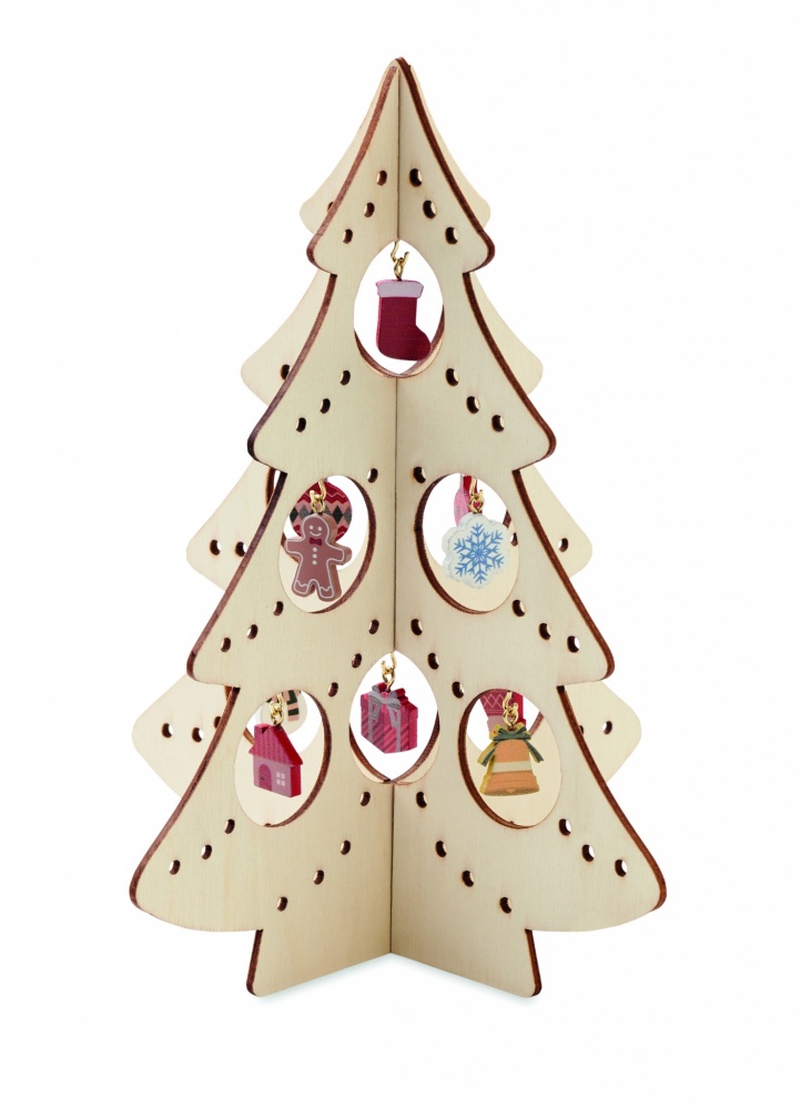 Logo trade promotional merchandise image of: Wooden Xmas tree decoration
