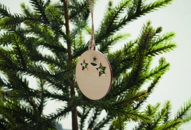Logo trade promotional items image of: Wooden bauble shape hanger