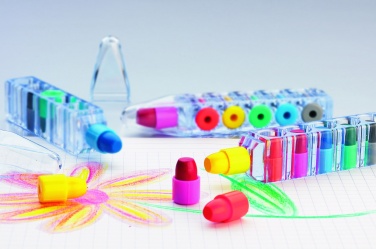 Logo trade promotional giveaways image of: Set of 6 wax crayons