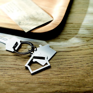 Logotrade promotional merchandise photo of: Metal key ring house shape Jyvaskyla