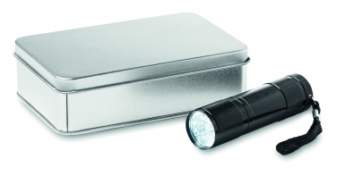 Logo trade advertising products image of: LED torch in tin box