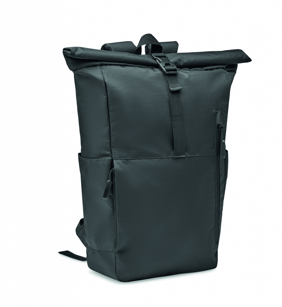 Logo trade promotional merchandise photo of: 300D RPET rolltop backpack