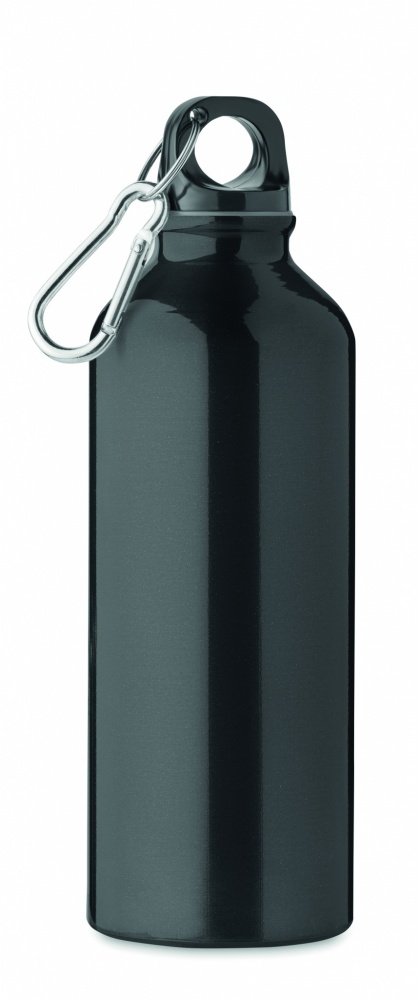 Logo trade business gift photo of: 500 ml single-walled water bottle made of recycled aluminum with a carabiner