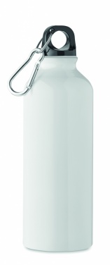 Logo trade promotional gifts image of: 500 ml single-walled water bottle made of recycled aluminum with a carabiner