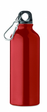 Logo trade promotional items image of: 500 ml single-walled water bottle made of recycled aluminum with a carabiner
