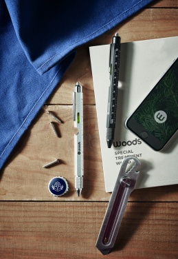 Logo trade corporate gifts image of: Spirit level pen with ruler