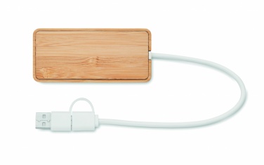 Logo trade corporate gift photo of: Bamboo USB 3 ports hub