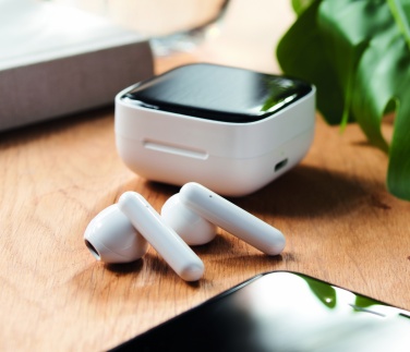 Logo trade promotional items picture of: TWS earbuds with solar charger