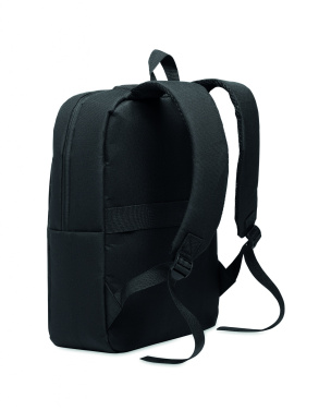 Logo trade advertising products image of: Slim 15 inch laptop backpack made of 600D RPET polyester with a 210D lining and customizable printing