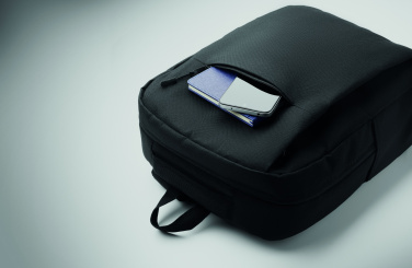 Logotrade promotional merchandise picture of: Slim 15 inch laptop backpack made of 600D RPET polyester with a 210D lining and customizable printing