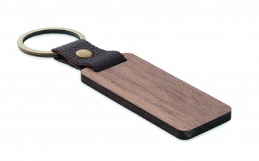 Logo trade promotional merchandise photo of: Key ring in walnut and PU Kokkola
