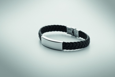Logo trade promotional item photo of: Braided faux leather bracelet