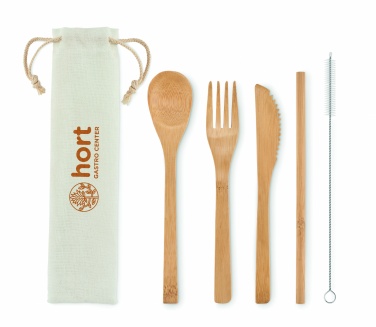 Logo trade promotional merchandise picture of: Bamboo cutlery with straw