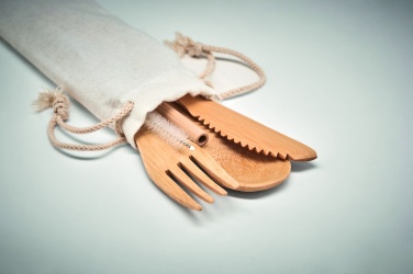 Logo trade promotional merchandise photo of: Bamboo cutlery with straw
