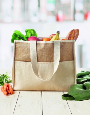 Logo trade promotional gifts image of: Jute and canvas cooler bag