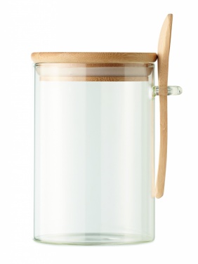 Logo trade business gifts image of: Glass jar with spoon 600 ml