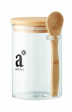Logotrade promotional giveaway picture of: Glass jar with spoon 600 ml