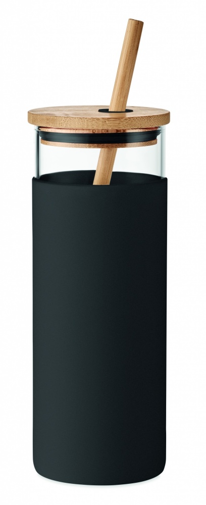 Logo trade promotional products image of: Glass tumbler 450ml bamboo lid