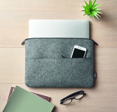 Logo trade promotional giveaways image of: RPET felt zipped laptop bag