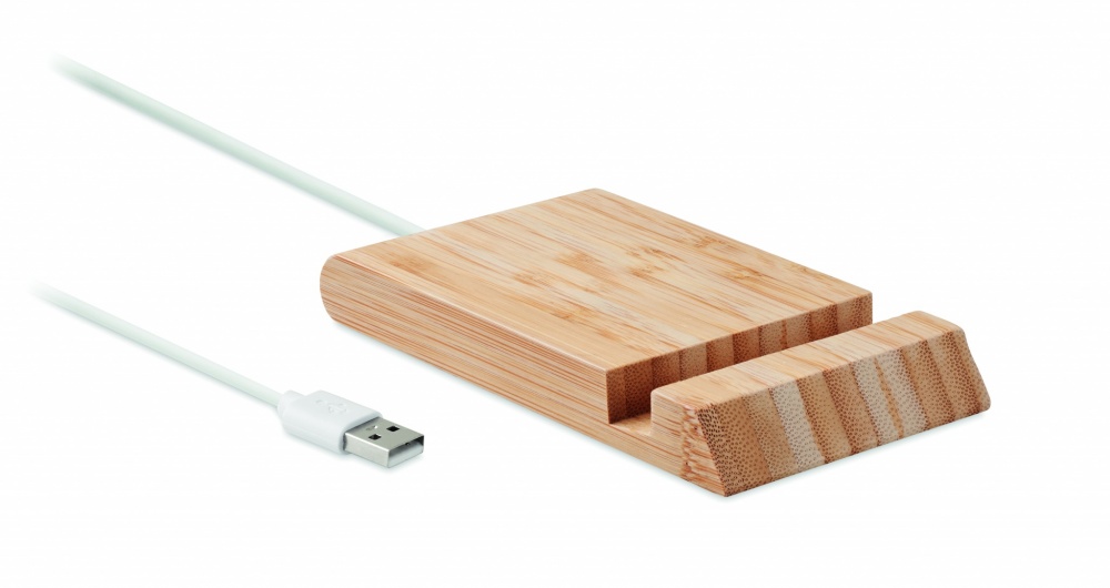 Logo trade promotional merchandise picture of: Bamboo wireless charger  10W ODOS