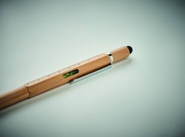 Logo trade corporate gifts image of: Spirit level pen in bamboo