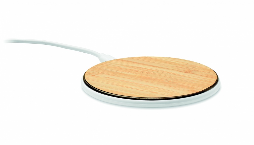 Logo trade business gifts image of: Bamboo wireless charger 10W