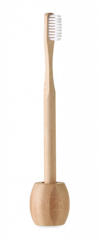 Logo trade promotional item photo of: Bamboo tooth brush with stand