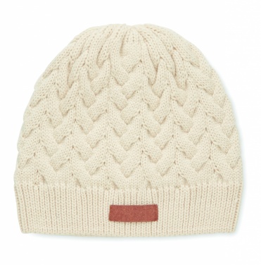 Logo trade promotional merchandise photo of: Cable knit beanie in RPET