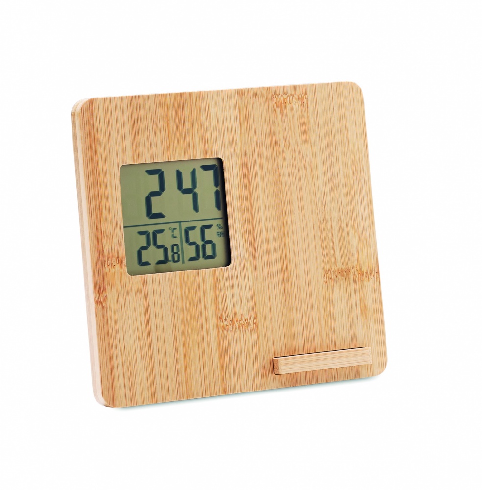 Logotrade promotional merchandise picture of: Bamboo weather station 10W