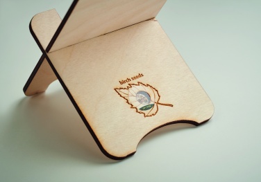 Logo trade promotional giveaways image of: Birch Wood phone stand