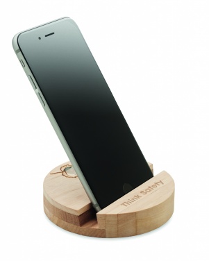 Logo trade promotional giveaways image of: Birch Wood phone stand