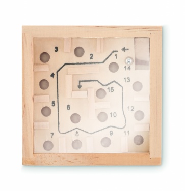 Logo trade advertising products image of: Pine wooden labyrinth game
