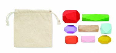 Logo trade promotional gifts image of: 8 stacking wood rocks in pouch