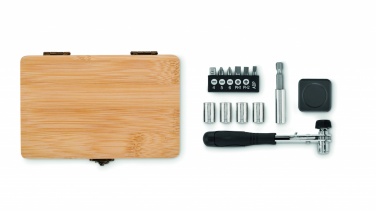 Logo trade promotional giveaways picture of: 13 piece tool set, bamboo case
