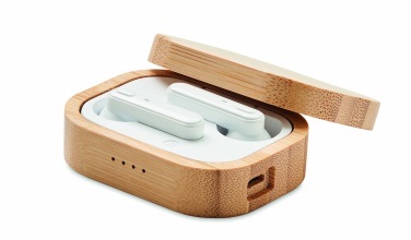 Logo trade promotional gifts picture of: TWS earbuds in bamboo case