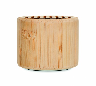 Logo trade business gifts image of: Round bamboo wireless speaker