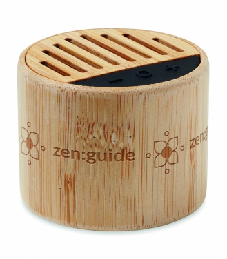 Logotrade business gift image of: Round bamboo wireless speaker